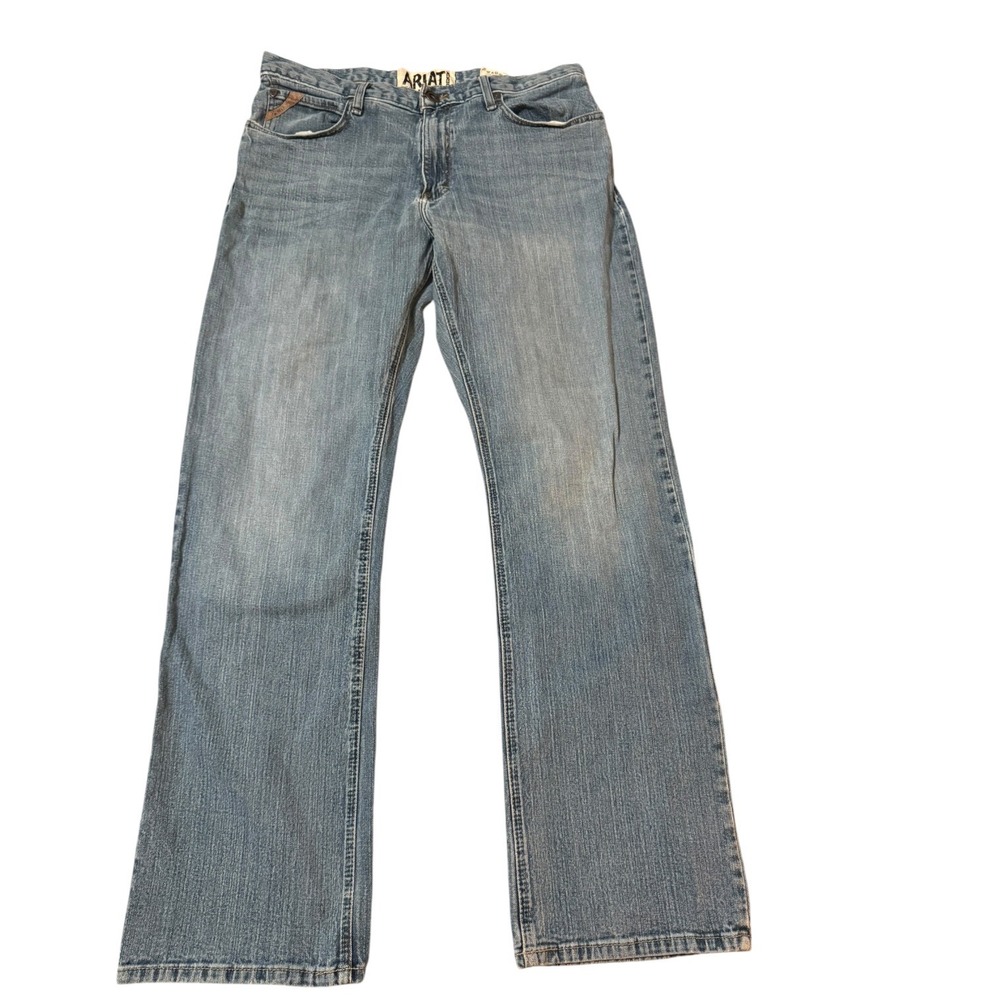 Ariat M4 Low Rise Boot Cut Jeans Mens 34x34 Light Wash Western Denim Relaxed Fit